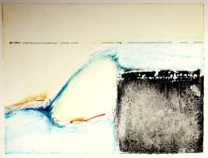 Weir, collograph print on paper 